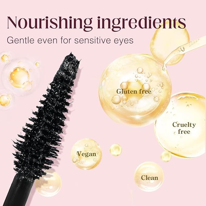 3 Pcs Unidollssbeauty Tubing Mascara and Blush Stick Set, Volume and Length Black Mascara Lengthening Long Lasting All Day, Washable Voluminous Tubing with a Random Accessory Included(04,05)