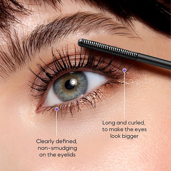 Iron Wand Mascara, Metal Wand Mascara Black Washable Metal Mascaras, Waterproof Long-Lasting 3D Curling Eyelash Iron Mascaras with No Flaking (Black)