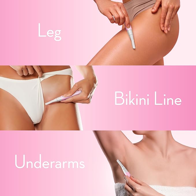 OLOV slim Facial Hair Removal for Women, Painless Eyebrow Trimmer with Pivoting Head, Electric Battery Operated Body Hair Remover with 2 Replaceable Blade for Face Neck Chin Bikini, Pink
