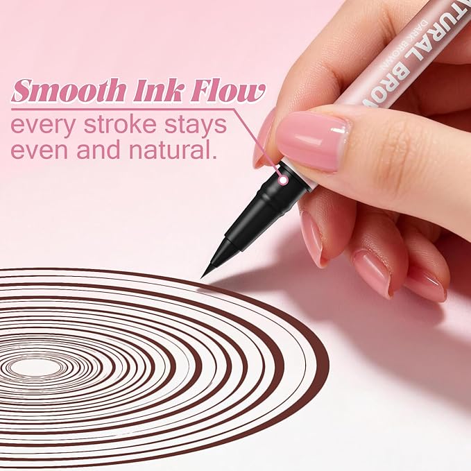 Microblading Eyebrow Pencil for Women, Waterproof Eyebrow Pen with Micro-Fork Tip & Precise Brush-Tip, Natural Hair-Like Brows, Long-Lasting Smudge-Proof Eye Brow Tint, Dark Brown,1 Pack