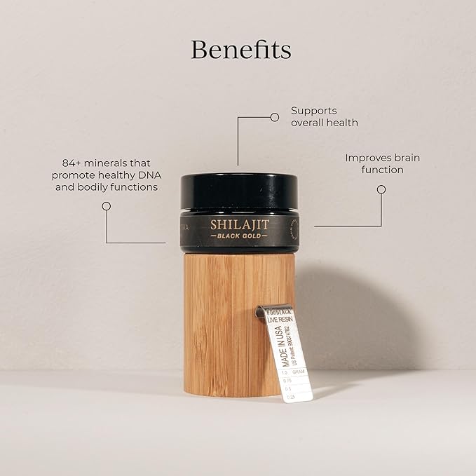 CYMBIOTIKA Pure Himalayan Shilajit Resin 500mg - 84+ Trace Minerals, High Potency with Elemental Gold & Fulvic Acid - for Energy, Focus, Immune & Digestive Support - Authentic Shilajit Resin