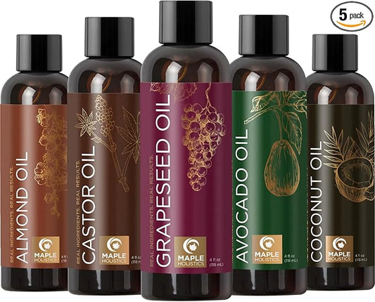 Pure Carrier Oils for - DIY Skin Care Set with Hair Oils Skin Oils for Body Care Moisturizers for Face and Body plus Nail Care - Anti Aging Skin Care DIY Beauty Products Carrier Oil Set
