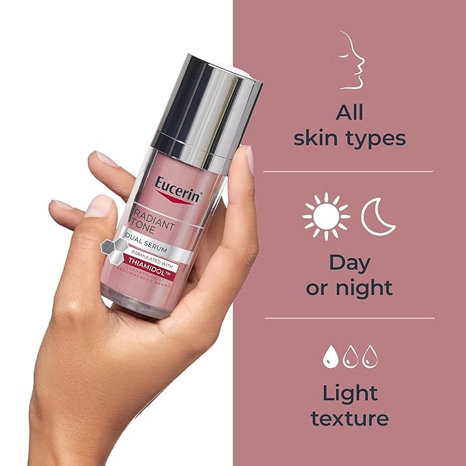 Eucerin Radiant Tone Dual Serum Dark Spot Corrector, Dark Spot Serum with Thiamidol and Hyaluronic Acid, Helps Visibly Reduce the Look of Dark Spots, Holiday Gifts for Self Care, 1 Fl Oz Bottle