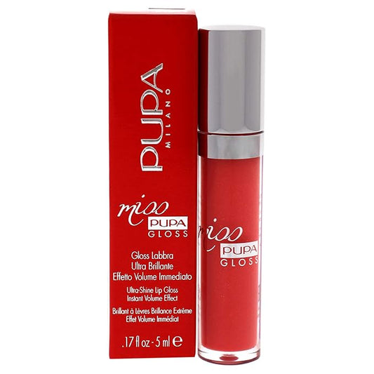 Pupa Milano Miss Milano Lip Gloss - Shiny, Smooth, Plump - Soft, Innovative Gel Texture - Glides Smoothly On Lips - For A Moisturizing And Volume Enhancing Effect - 203 Coral Emotion - 0.17 OZ