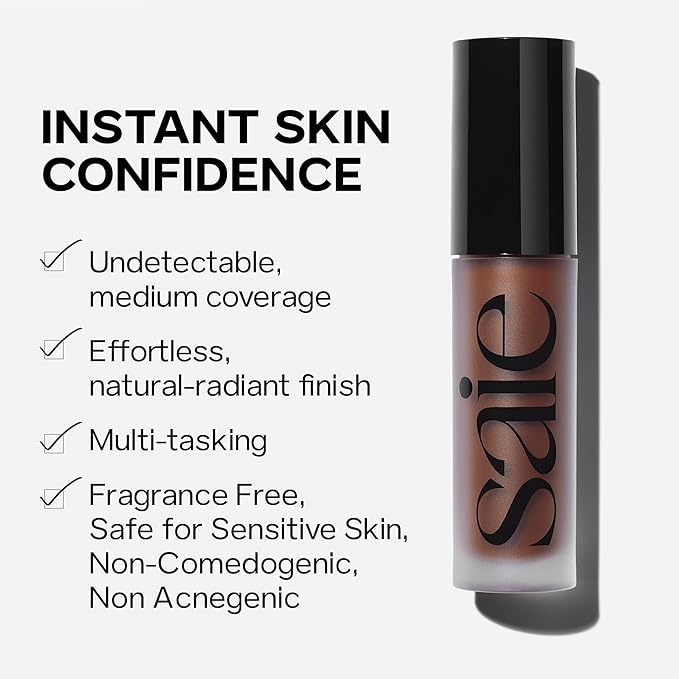 Saie Slip Tint Radiant Cream Concealer & All-Over Face Makeup - Concealer for Dark Circles, Redness & Blemishes - Lightweight Makeup Made with Hydrating Hyaluronic Acid - Shade 18 (0.17 oz)