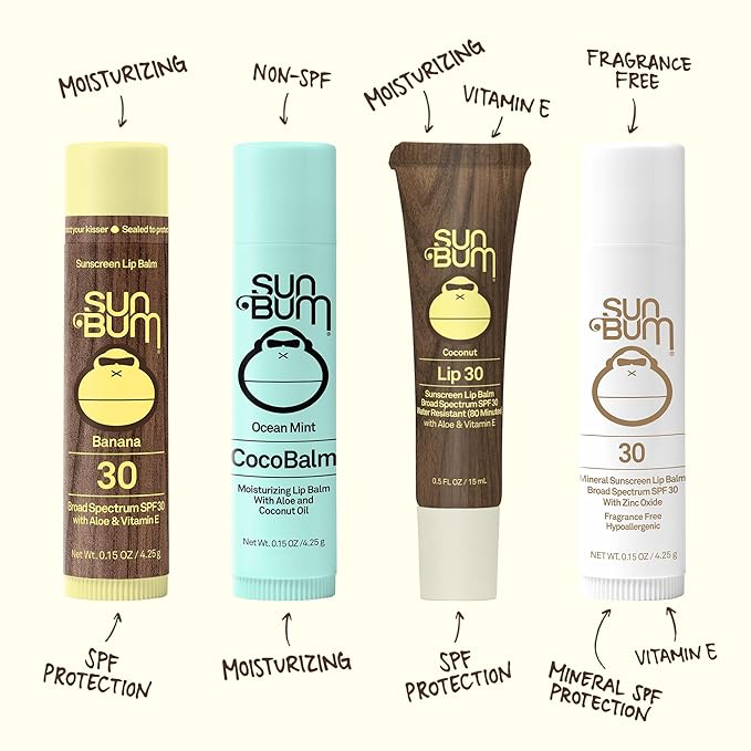 Sun Bum SPF 30 Mineral Sunscreen Lip Balm - Hawaii Act 104 Compliant (Octinoxate & Oxybenzone Free) - Zinc-Based Broad Spectrum UVA/UVB Lip Protection - 0.15 oz Stick