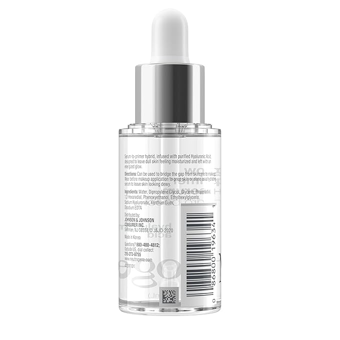 Neutrogena Hydro Boost Glow Booster Primer & Serum, Hydrating & Moisturizing Face Serum-to-Primer Hybrid, Infused with Purified Hyaluronic Acid & Designed to Instantly Hydrate, 1.0 fl. oz