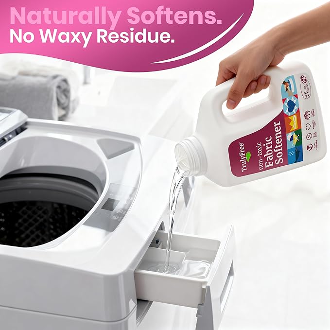 Truly Free Fabric Softening Conditioner for Clothes| Safe for Babies & Kids with Sensitive Skin | Plant-Based | Includes 4 Refills| Signature Scent Rinse(200 Loads)