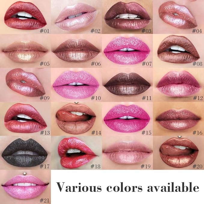 Kaely 2-in-1 Copper Metallic Lipstick and Lip Liner Makeup, Shimmer Liquid Metallic Lipsticks for Women, Glitter Lip Gloss Stain Long Lasting Waterproof Smudge Proof 24 Hour, Vegan & Cruelty-Free, 20