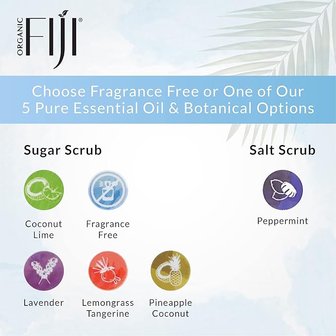Organic Fiji Whole Body Scrub - Infused with Coconut Oil, Exfoliating Sugar Scrub for Smooth and Soft Skin, Exfoliates & Restores Skin's Natural Biosphere, Fragrance Free 20 oz