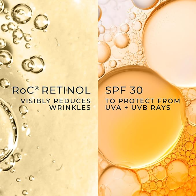 RoC Retinol Correxion Deep Wrinkle Daily Face Moisturizer with Sunscreen SPF 30 for Fine Lines, Dark Spots, Post-Acne Scars, 1 Ounce (Packaging May Vary)