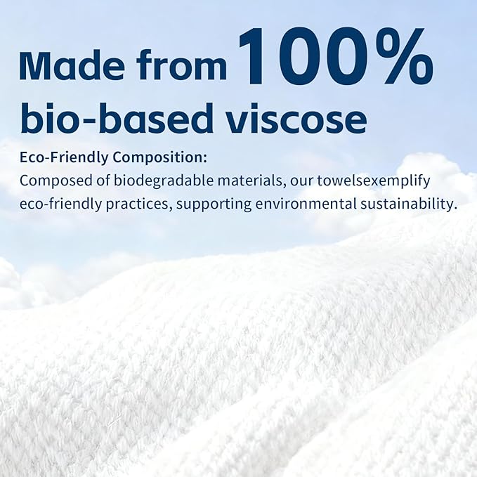 Towels XL, 100% Biobased Face Towel, Disposable Face Towelette, Thick Face Towel for Sensitive Skin, Makeup Remover Dry Wipes, Ultra Soft, Gentle Facial Cleansing Cloths1 Pack, 50 Ct