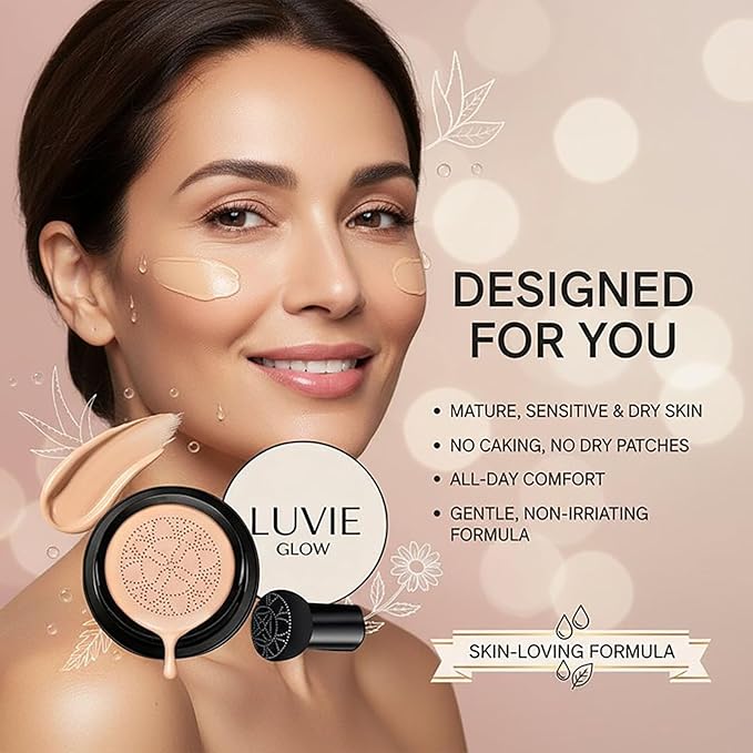 Foundation for Older Women | Mushroom Head Air Cushion CC Cream - BB Cream Full Coverage Makeup Foundation Long Lasting Waterproof Hydrating Lightweight (Dark brown)
