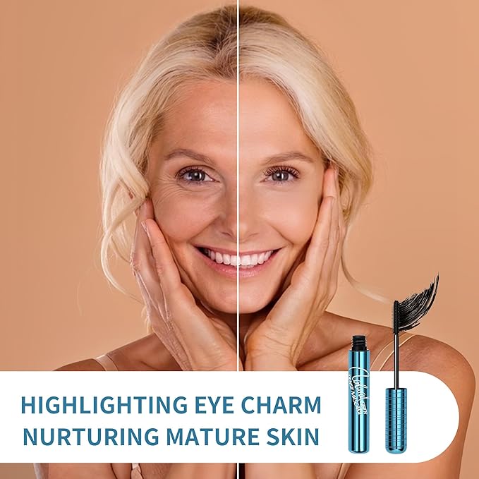 2 Pack Mascara for Older Women, Volumizing Waterproof Hypoallergenic Black Mascara for Thinning Lashes & Sensitive Eyes, Smudge-Proof Formula (Pack of 2)