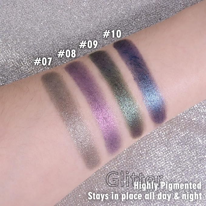 Sparkly Eyeshadow Palette for Women, Single Monochrome Eye Shadow Makeup, Shiny Pressed Cream Powder, Blendable Natural sombras para ojos, Holographic,Vegan,Travel (09-sparkly-Green)