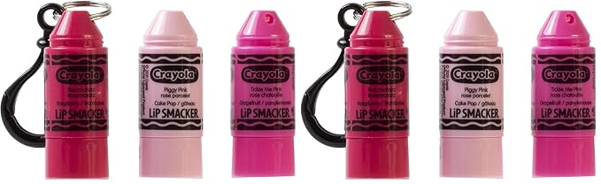 Lip Smacker Crayola Crayon Stackable Flavored Clear Balm Pink - Moisturizing, Soothing (Pack of 2)