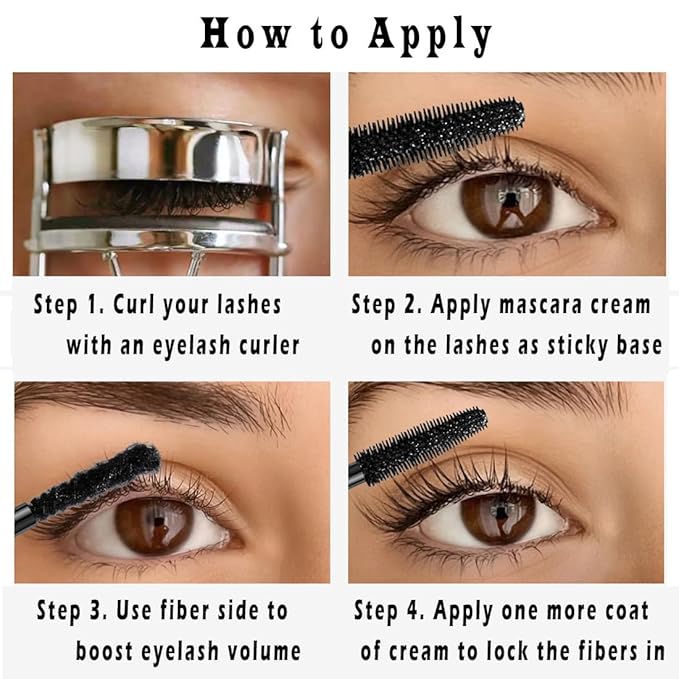 Fiber-infused Mascara, Black Tiny Fibers included Mascara to Extend and Elongate Eyelash, for Maximum Volume and Curl Effect by “Linble”