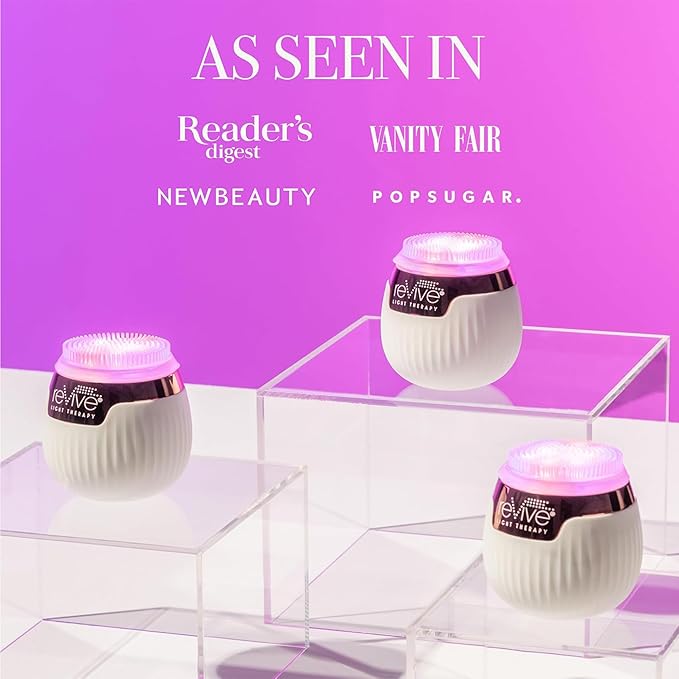 Revive Light Therapy Lux Collection Soniqué Mini, Rechargeable Sonic Face Cleanser Brush with Medical-Grade Blue & Red Light Therapy for Face, Acne & Wrinkle Care, Water-Resistant