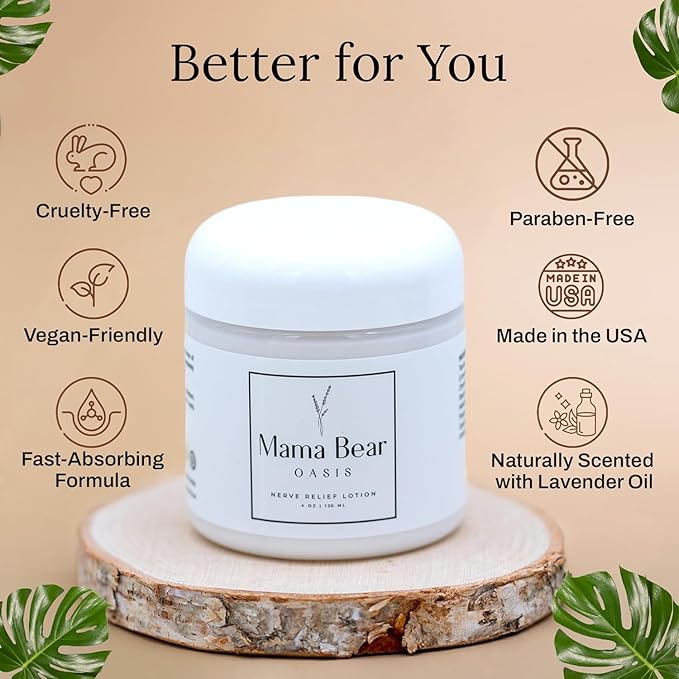 Mama Bear Oasis Lotion - Neuropathy Nerve Therapy & Relief Cream - Maximum Strength Relief Cream for Foot, Hands, Legs, Toes Includes Magnesium, Arnica, Vitamin B6, Aloe Vera, MSM (Pack of 6)