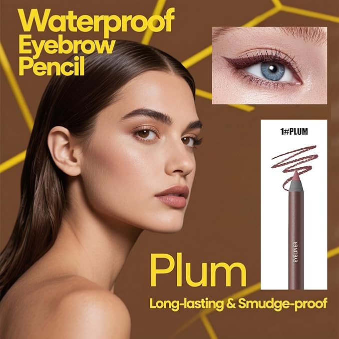 24 HR Waterproof Eyeliner Duo Sharpenable Eye Pencil, Duo Sharpenable waterproof Eye pencil,No Smudging, No Fading, Long-Wearing, Smooth and Easy To Color (Chocolate)
