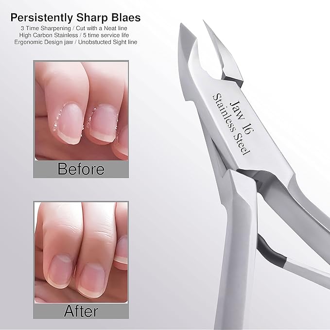 UM Supplies Cuticle Trimmer | Hangnail Remover | Extremely Sharp | Professional Cuticle Nippers | Stainless Steel | Cuticle clippers | Pedicure Manicure Tool (jaw 16) 6mm