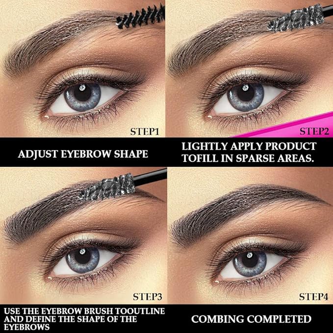 BINGBRUSH Tinted Thickening EYE Brow Glue Mascara,Brow Fast Sculpt,Waterproof, Transfer-proof, Brush to Fill in Eyebrows and Cover Gray Hairs - Cruelty Free - Light Medium Brown (2Pcs 09 transparent)