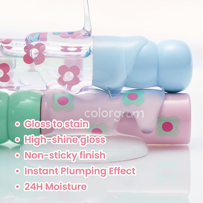 COLORGRAM FRUITY GLASS TINT MINI SET 03 COOL BEST SET | Moisturizing & Long Lasting Korean Lip Stain Tint | Stocking Stuffer, Gifts for Women and Teen Girls