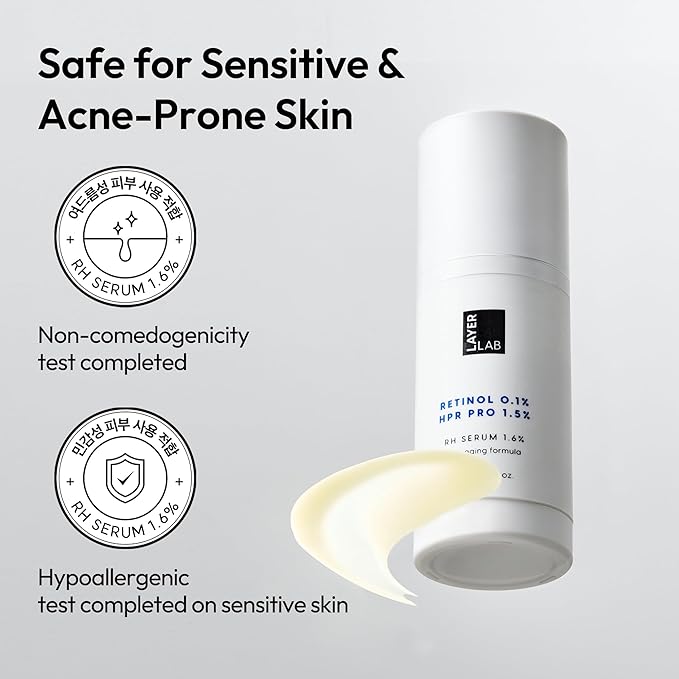 LAYERLAB Triple Retinoid 1.6% Serum | Korean Anti-Aging Serum with HPR, Retinal, Retinol, Niacinamide & 8-Peptides | Visibly Smooths Fine Lines, Firms Skin & Refines Pores | 1.08 fl oz