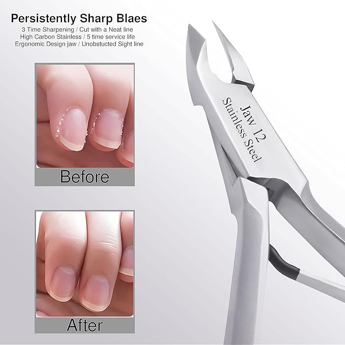 UM Supplies Cuticle Trimmer | Hangnail Remover | Extremely Sharp | Professional Cuticle Nippers | Stainless Steel | Cuticle clippers | Pedicure Manicure Tool (Jaw 12) 4mm