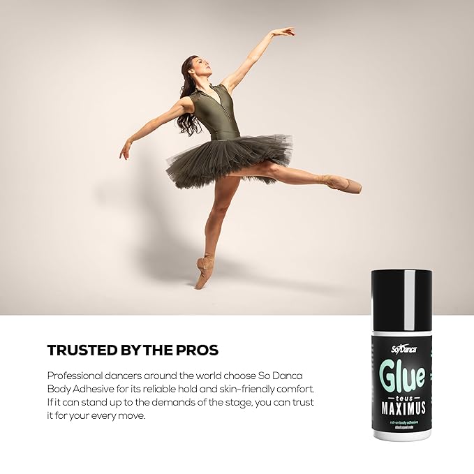 So Danca Glue-teus Maximus Roll-On Body Adhesive – Hypoallergenic, Sweat-Resistant Body Glue for Dancers, Costumes, Cosplay, Stagewear, Leotards & Pageants