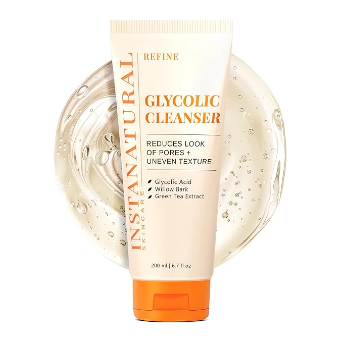InstaNatural Glycolic Acid Cleanser Face Wash for Women & Men, Gently Exfoliating, Pore Minimizer, Anti Aging, Blackhead Remover, Acne Facial Treatment with Botanical Extracts, 6.7 Fl Oz