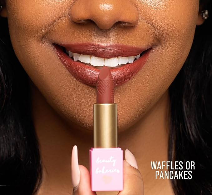 Beauty Bakerie Makeup Matte Lipstick, Long Lasting 24hr Wear Lip Stick for Women, Smooth Matte Finish, Highly Pigmented, Moisturizing, Smudge-Proof Matt Lipsticks, 3.5g, Waffles or Pancakes