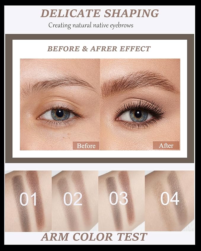Eyebrow Powder Makeup Kit for Women,2 Color Eye Brow Powder Waterproof Tinted Palette Long-Lasting,Light Brown Taupe Brow Fill&Sculpt Natural Eyebrow Contour for Sparse Brow with Brow Brush &Razor-01