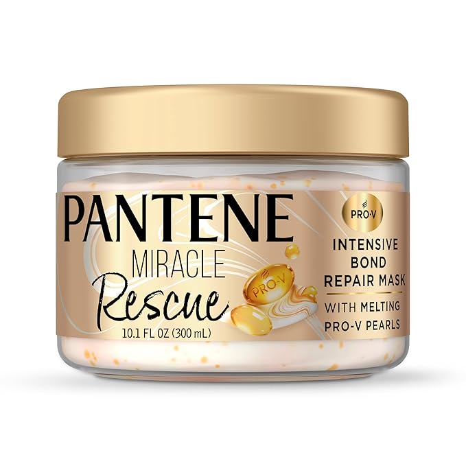 Pantene Miracle Rescue Hair Mask, Intensive Bond Repair with Pro-V Pearls, Melts Away Damage, Builds Bonds, Strengthens Against Damage, Deep Conditioning for Dry Damaged Hair, 10.1 fl oz(Pack of 12)