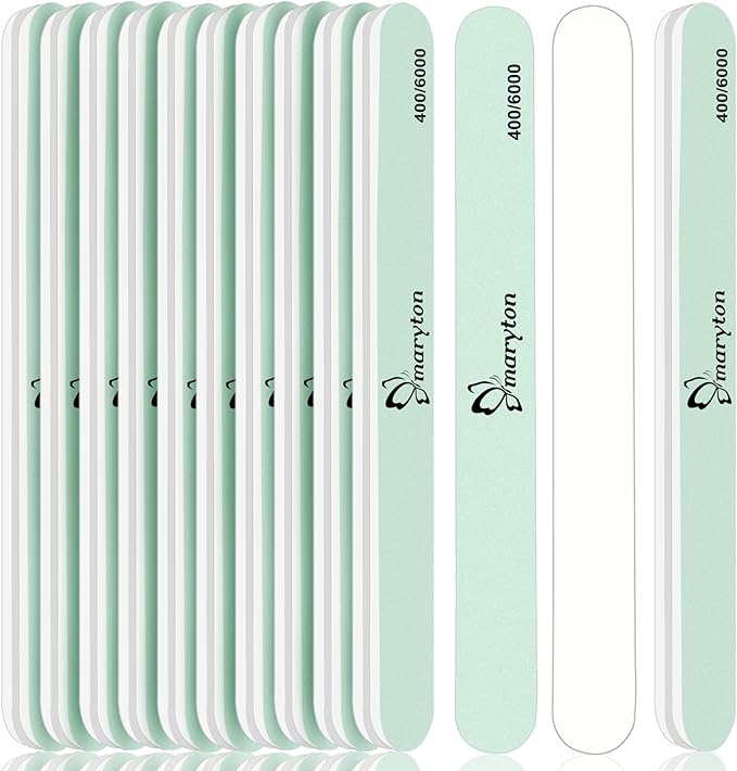 Maryton Nail Buffer and Shine Kit - 10pcs Nail Shine Buffer Blocks for Natural Nails Polisher Fingernail Buffer Buffing File 400 6000 Grit