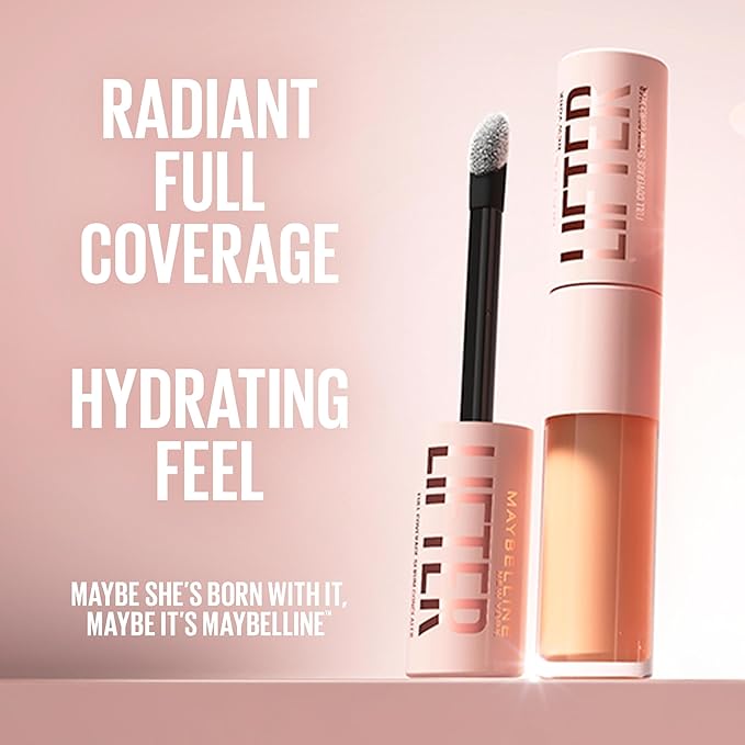 Maybelline Lifter Serum Concealer, Radiant Concealer with Full Coverage, Includes 2% Peptides + Caffeine to Hydrates & Brightens Under Eyes, 65, 1 Count
