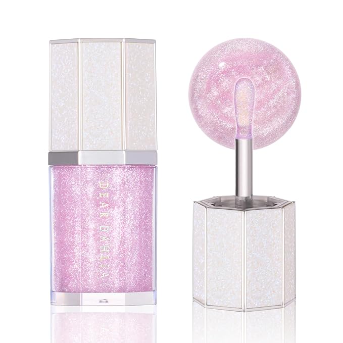 DEAR DAHLIA Paradise Sparkle Lip Glaze (Sprinkle) - High-Shine Vegan Lip Gloss for Lightweight with Glitter & Shimmer Finish, Cooling Lip Plumper, Non-Sricky Oil & Hydrating Finish. 0.19 fl oz.