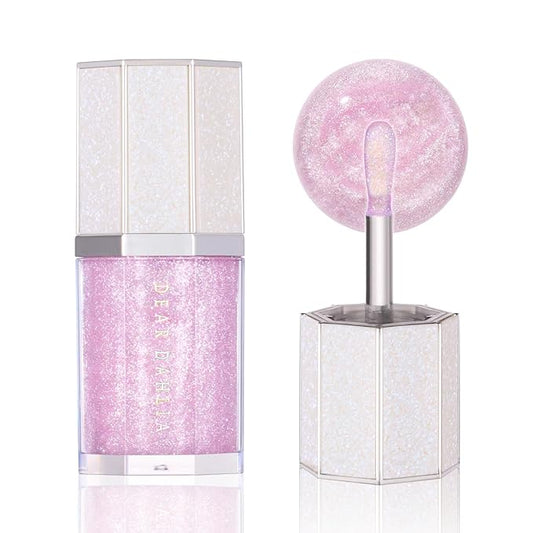 DEAR DAHLIA Paradise Sparkle Lip Glaze (Sprinkle) - High-Shine Vegan Lip Gloss for Lightweight with Glitter & Shimmer Finish, Cooling Lip Plumper, Non-Sricky Oil & Hydrating Finish. 0.19 fl oz.