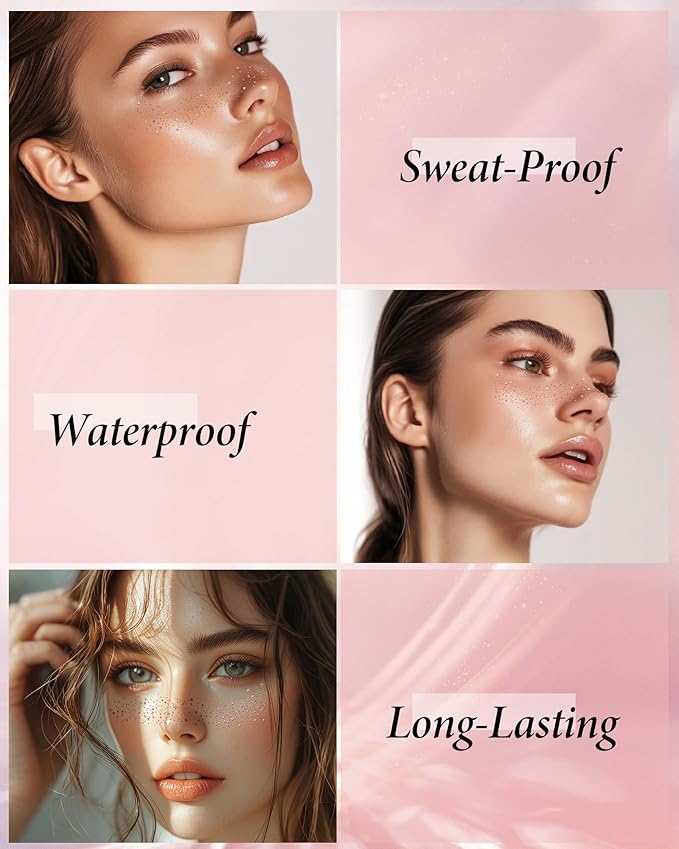 Face Glitter, Rose Gold Temporary Face Tattoos, Face Makeup Patches for Women Girls, Country Concerts Singer Festival Rave Accessories (Rose Gold - 10 pcs)