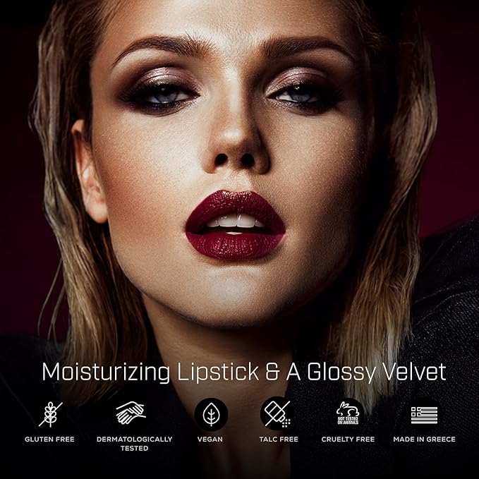 Radiant Professional Advanced Care Lipstick - Ultra Nourishing, Moisturizing Long Lasting Matte Lipstick With Vitamin E- UVA UVB Filters - VELVET (25 DARK WINE)