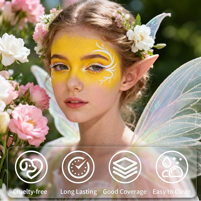 Yellow Face Body Paint Stick,Washable Yellow Eye Black Stick, Non-toxic Full-coverage Cream Face Paint for Halloween SFX Lion Tiger Minions Stage Cosplay Costume Party