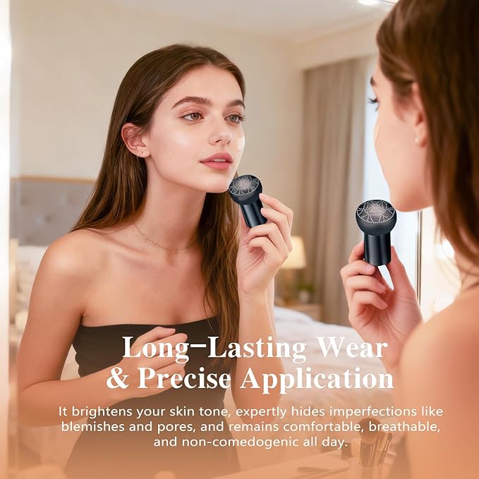 Luvie Glow Foundation Cushion, Mushroom Head Air Cushion CC Cream Foundation, Full Coverage Foundations for Mature Skin, BB Cream for All Skin Types (Warm, 0.64OZ)