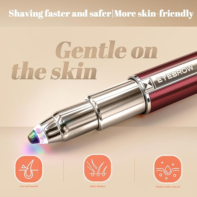 2 in 1 Electric Eyebrow Trimmer Red Nose Hair Remover Rechargeable Nose Hair for Women Men Waterproof Beauty Tool for Eyebrow Shaver