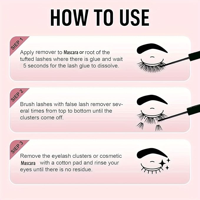 2 Pcs Lash Glue Remover for Eyelash Extension Lash Glue Cluster Falscara, Professional Eyelash Adhesive Dissolver Travel Size Toiletries Removes Stubborn Eye Makeup for Girls and Woman