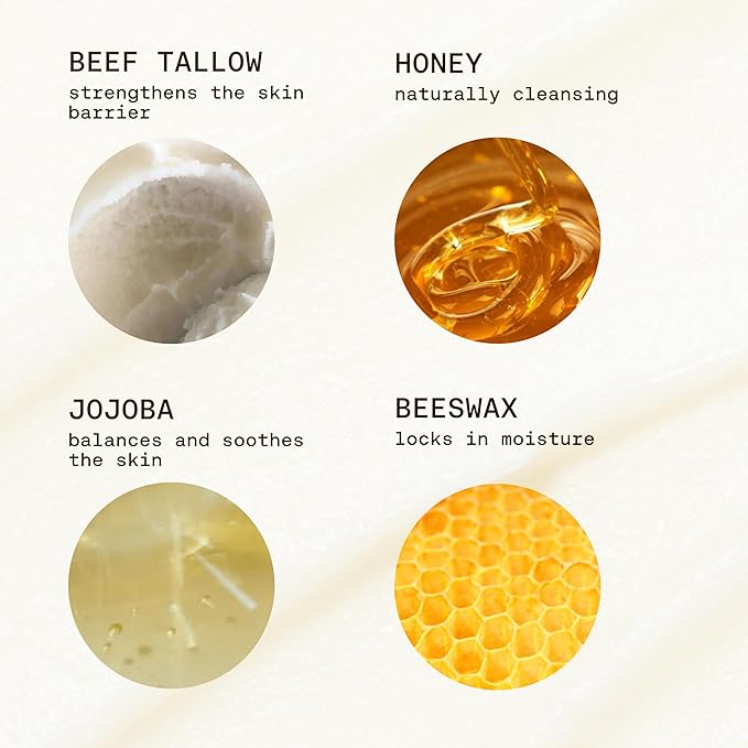 Sunkissed By Heaven Beef Tallow Moisturizer for Face & Body with Honey, Jojoba Oil & Beeswax – Grass-Fed Tallow Skincare, Unscented (2.5 oz)