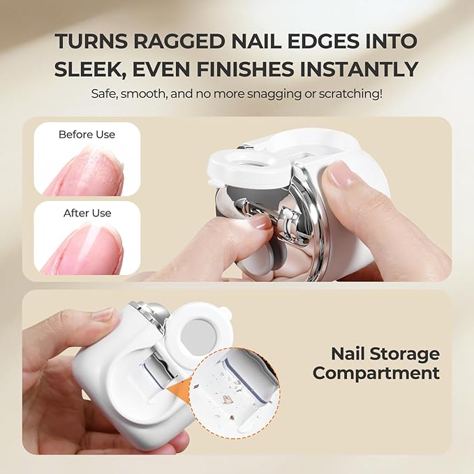 2-in-1 Electric Nail Clipper & Baby Nail Trimmer– USB Rechargeable with Magnifier, Dual-Blade Narrow Gap Design, 3-Speed Gears, LED Light & Storage Box | 90-Minute Runtime for Babies, Adults & Seniors