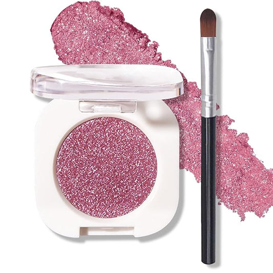Glitter Eyeshadow Bright Purple Single Eyeshadow,Ultra Fine Shimmer Eyeshadow Lightweight Sparkling Blendable Formula,Daily Multiuse Glossy Eyes Makeup (08 Glam Rock