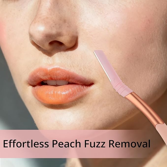 Mistfree Dermaplane Razor for Women Face, Eyebrow Razor Refills with 10 Razor Head, Reusable Face Razors, Professional Dermaplaning Tool for Exfoliation, Peach Fuzz Removal, Eyebrow Shaping