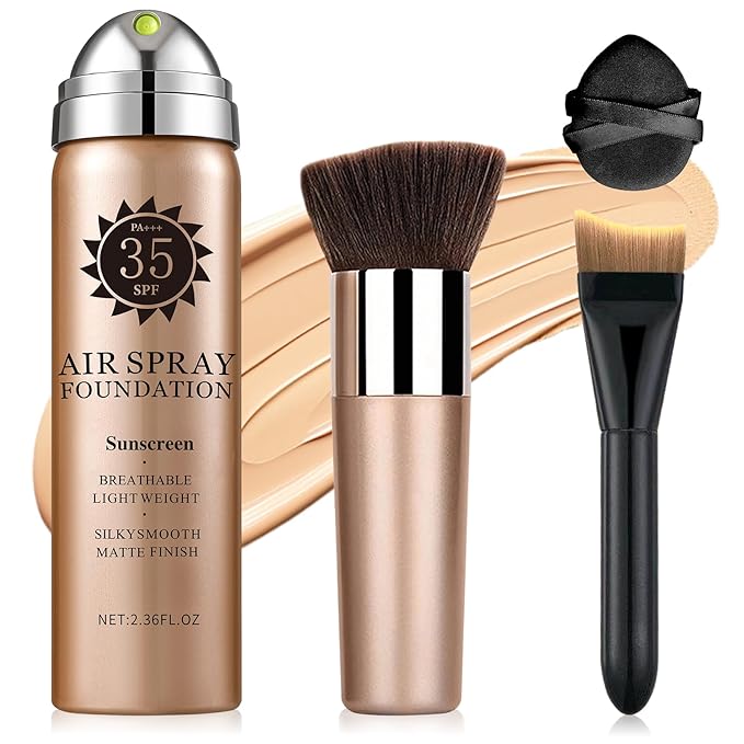 Air Brush Makeup Foundation,Magic Minerals Airbrush Foundation Makeup,Silk Flawless,Buildable Coverage,Moisturizing Formula for Smooth Radiant Skin,02 Beige Color（Sunscreen）