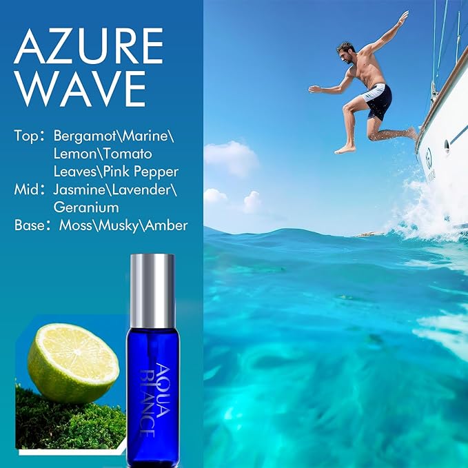 AQUA BLANCE Mens Body Spray, Travel Size Body Spray For Men, long lasting, 3-Pack Set, each 2.1 Fl Oz, Notes of Lemon, Amber, Oud, Leather
